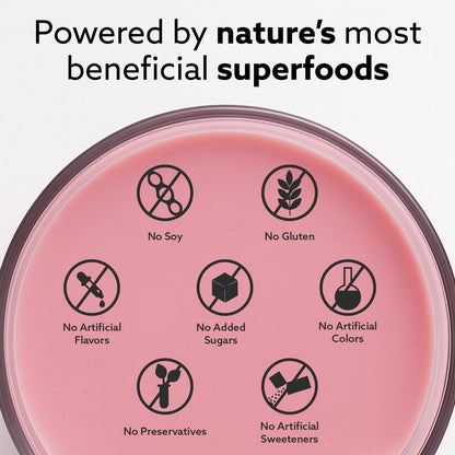 INVIGOR8 Superfood Grass Fed Whey Protein Isolate Shake Natural Strawberry Gluten-Free and Non GMO Meal Replacement with Probiotics and Omega 3 (645g)