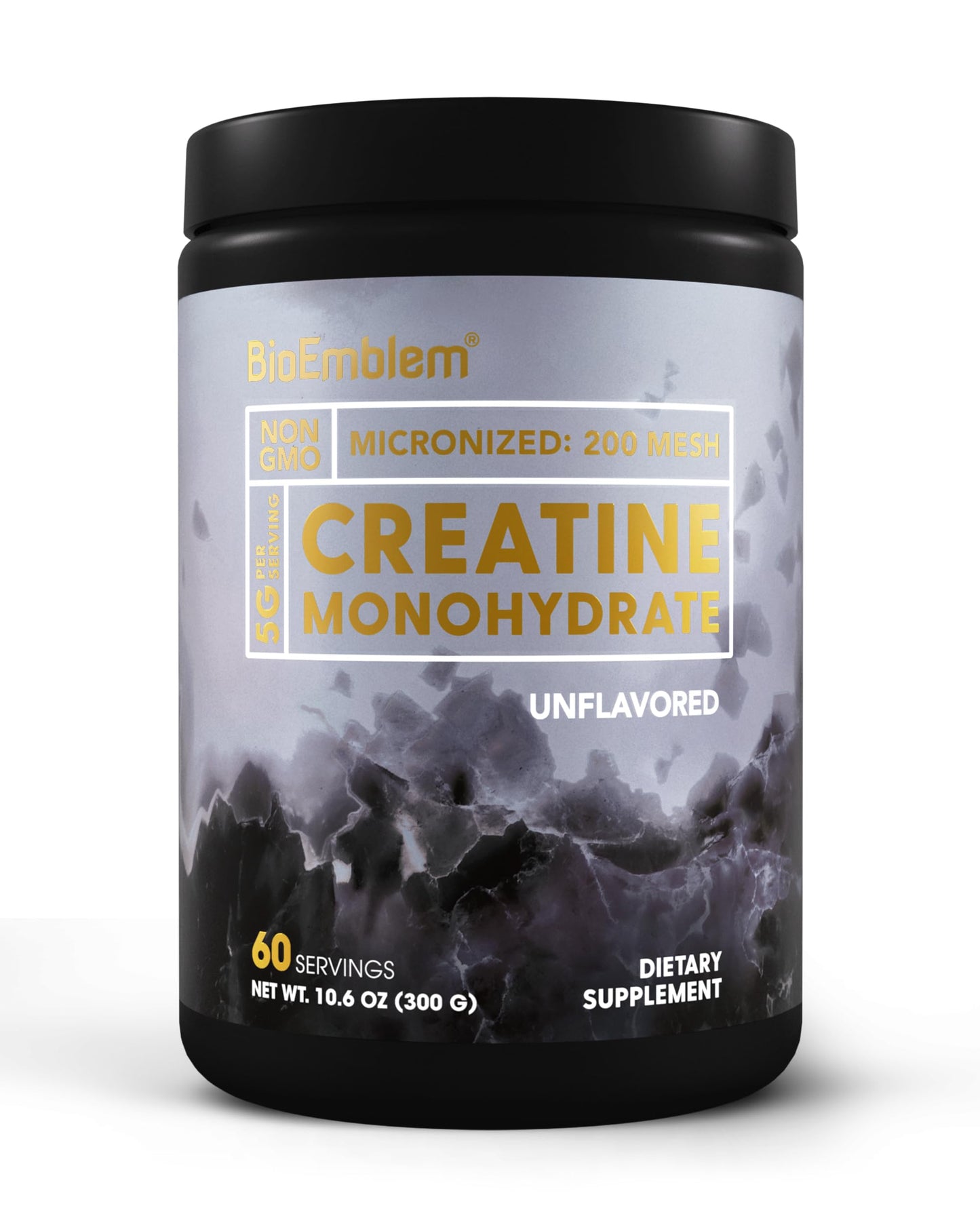 BioEmblem Creatine Monohydrate Powder - Unflavored Micronized Creatine Easily Mixes - Muscle Strength, Workout Recovery, Exercise Performance -