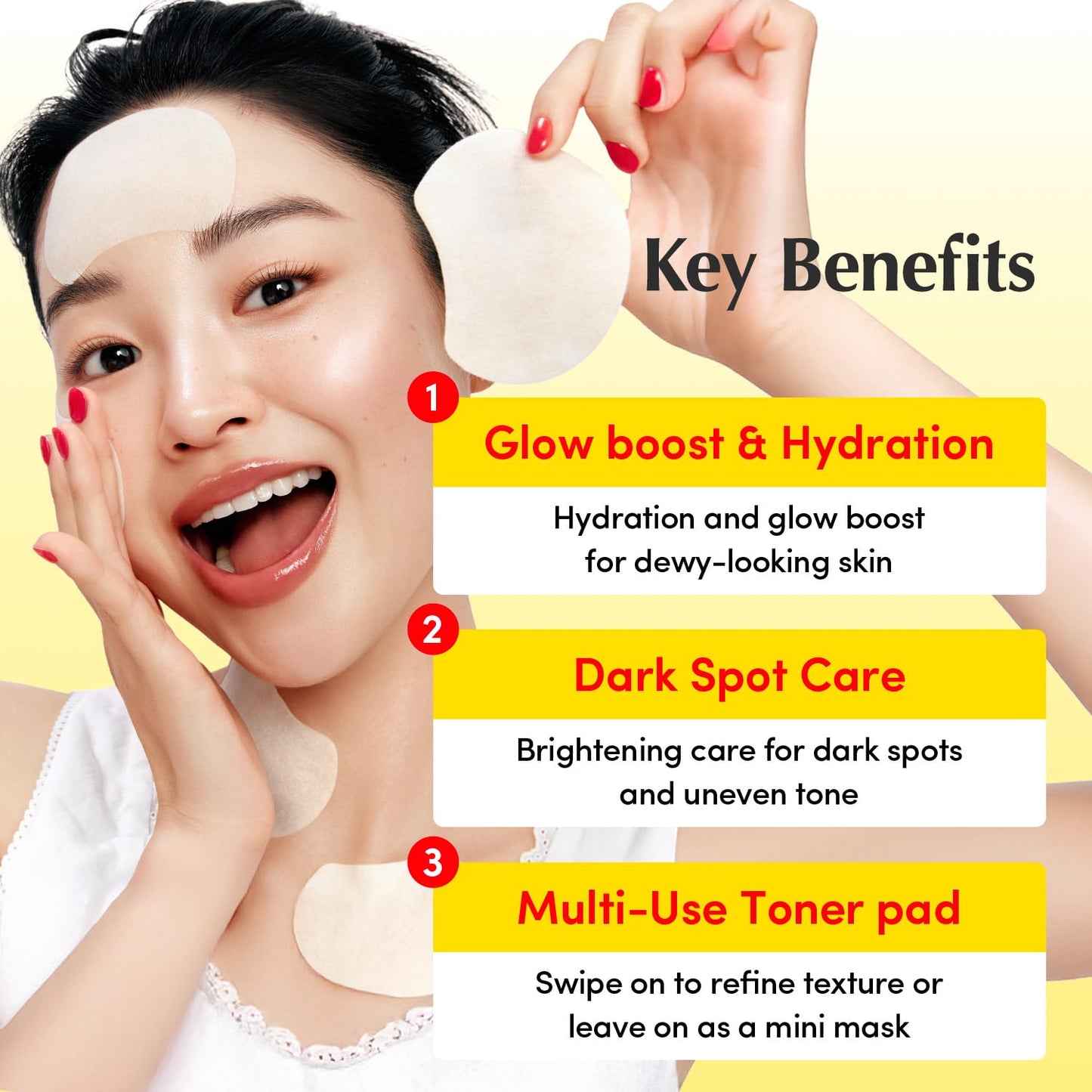 EQQUALBERRY Vitamin Illuminating Toner Pads | Niacinamide 2% + Brightening Vitamin C-Peptide | Hydrating Exfoliating Multi Pads & Dark Spot Remover