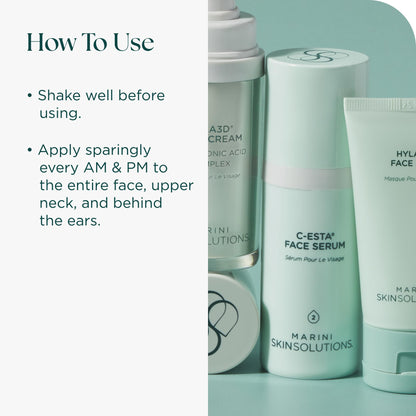 Marini SkinSolutions C-ESTA Face Serum - Lifts, Firms & Protects with Vitamin C, DMAE & Hyaluronic Acid - All Skin Types - Made in the USA - 1 fl oz