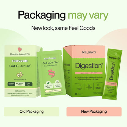 Feel Goods Digestion+, Gut Health, Organic Fiber & Probiotic Drink Mix, Digestive Enzymes for Bloating Relief, Gut Cleanse