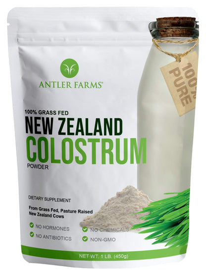 Antler Farms 100% Pure New Zealand Colostrum, 30 Servings, 1 lb - Grass Fed, Pasture Raised, Clean Sourced, Cold Processed,