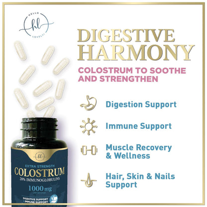 Bovine Colostrum Powder 1000mg Per Serving - with Immunoglobulins (IgG) for Immune Support, Energy & Gut Health Supplement, SP Colostrum Powder Pills,