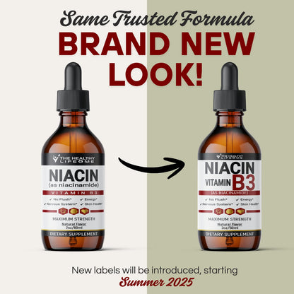 The Healthy Life 4 ME Vitamin B3 Niacinamide Liquid | 20mg Serving 60 Days Supply | Vitamin B Liquid Drops | 2oz Clear
