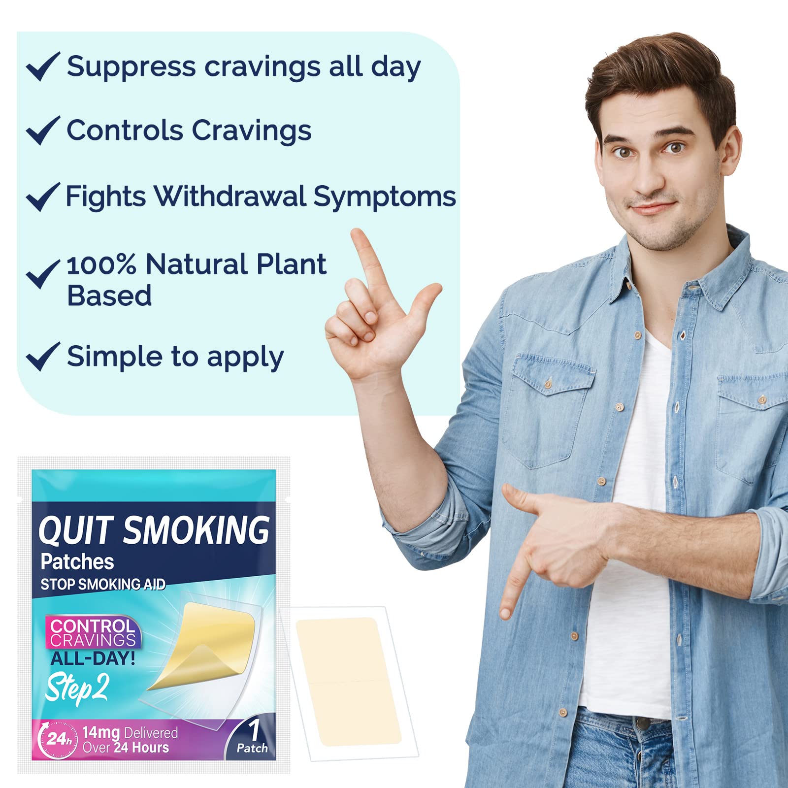 Step 2 Quit Smoking Patches, 14mg Stop Smoking Aids Patches, 30 Count Quit Smoking Stickers that Work with 2 Weeks, Helping Quit Patch, Easy & Effective Anti-Stickers NenMaoKeNu buy supplements Au