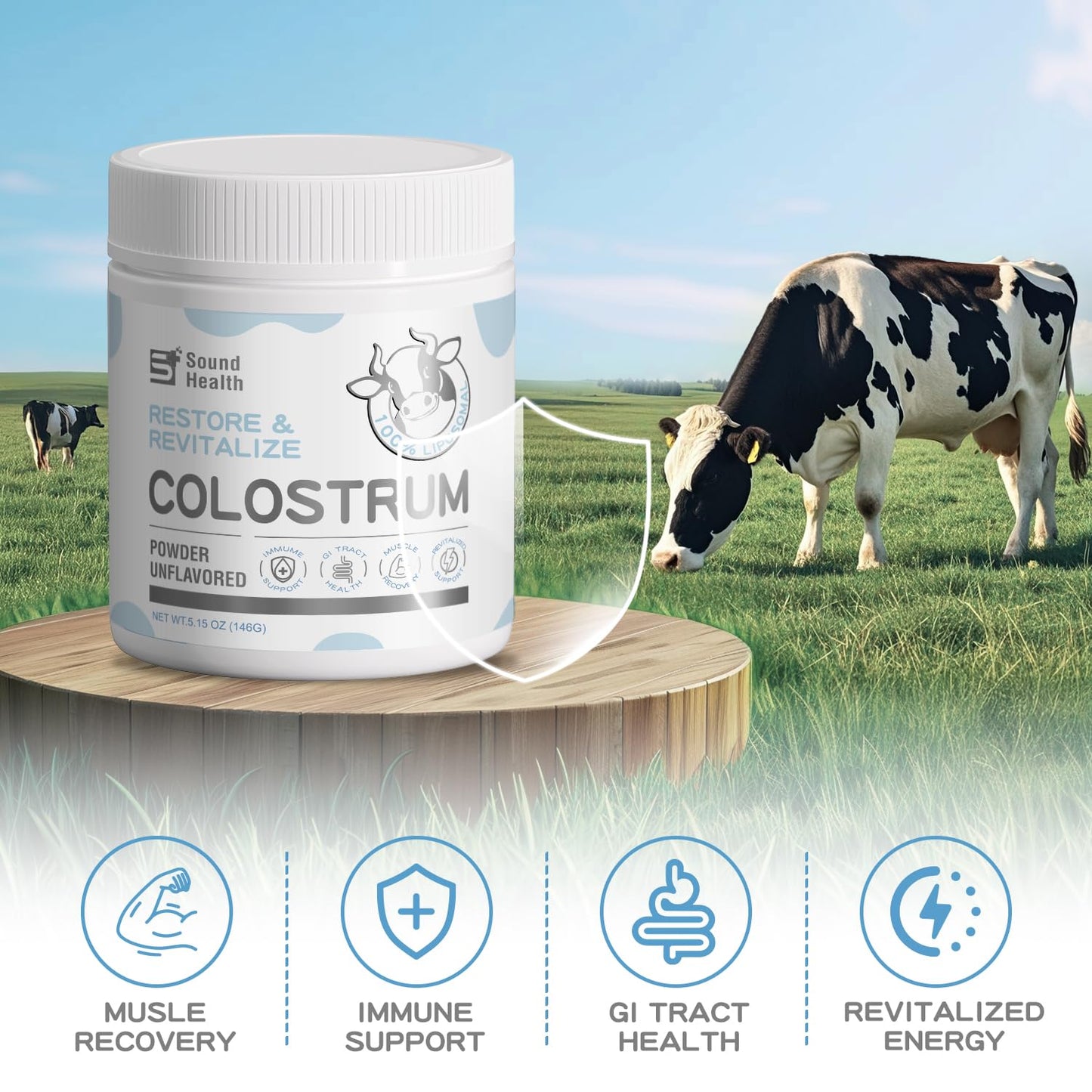 Colostrum Supplement Powder for Humans - Organic Bovine Colostrum Supplement for Gut Health, Hair Growth, Beauty, and Immune Support