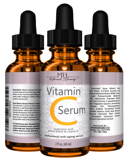 DOUBLE SIZED (2 oz) PURE VITAMIN C SERUM FOR FACE With Hyaluronic Acid - Anti Wrinkle, Anti Aging, Dark Circles, Age Spots, Vitamin C, Pore Cleanser