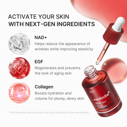 medicube NAD EGF Firming Serum for Face & Neck | Anti-Aging Serum with EGF Peptide, NAD+ & Collagen | Wrinkle Appearance