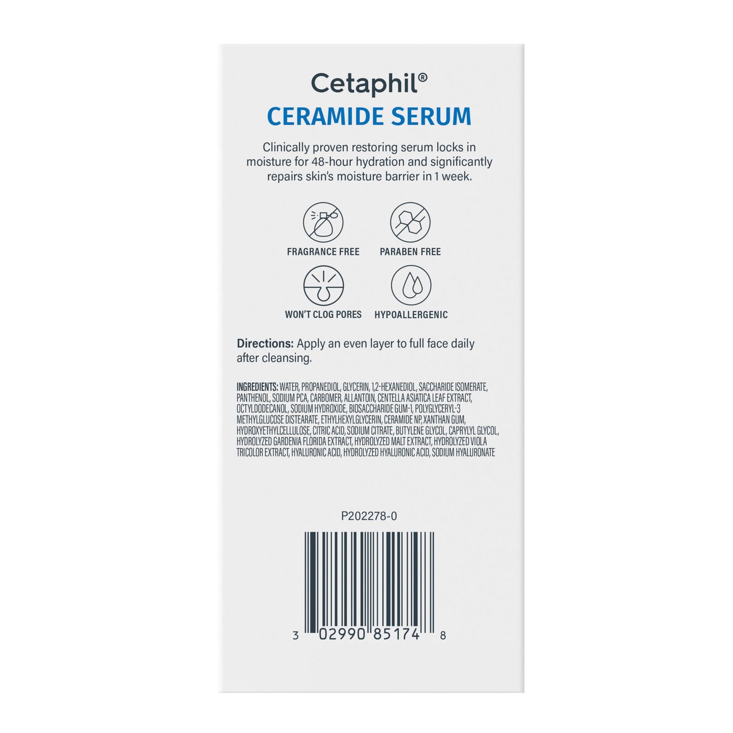 Cetaphil Ceramide Serum, Hydrates and Restores Skin Barrier, Formulated with Ceramides & Centella Asiatica, Designed for Sensitive Skin,