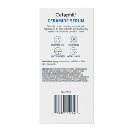 Cetaphil Ceramide Serum, Hydrates and Restores Skin Barrier, Formulated with Ceramides & Centella Asiatica, Designed for Sensitive Skin,