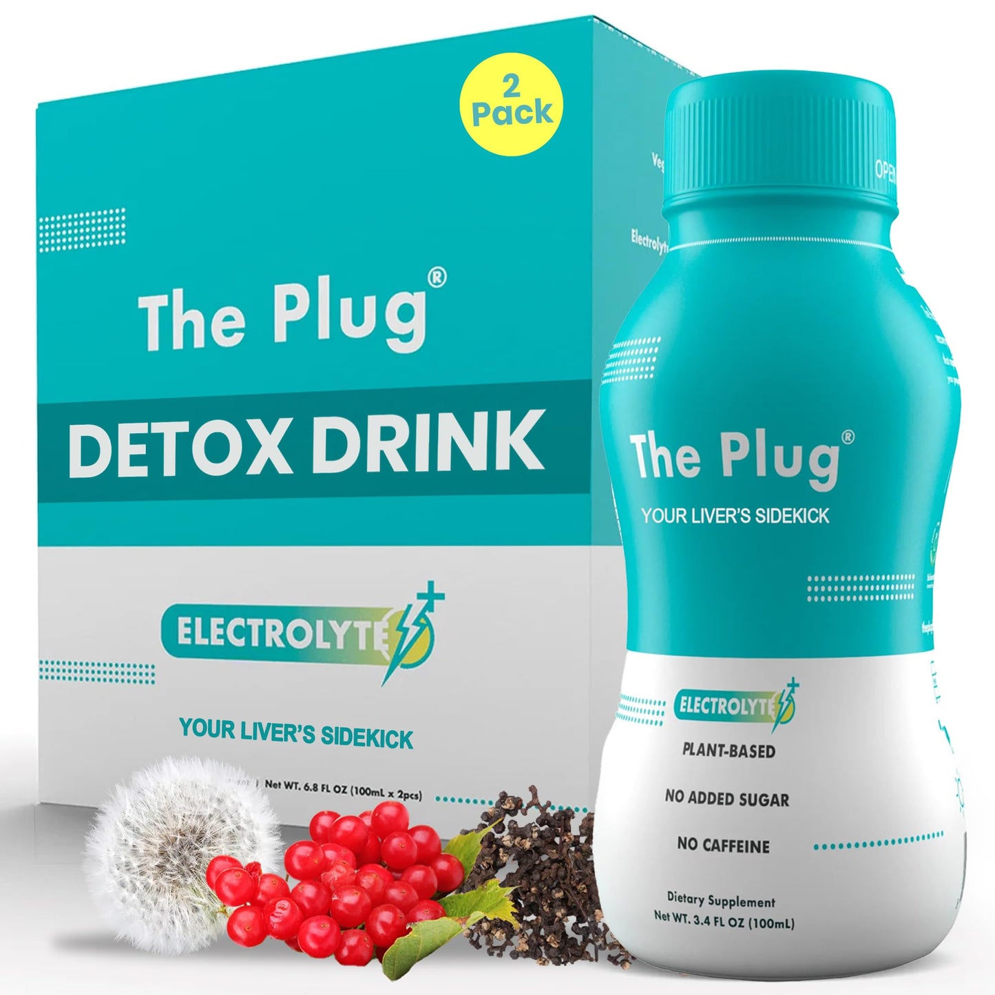 The Plug Liver Cleanse & Detox Drink | Organic Herbal Liquid Supplement with Electrolytes, Superfruits & Plant-Based Nutrients