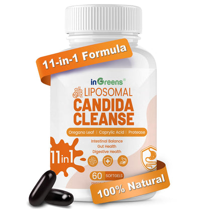 inGreens 11-in-1 Candida Support Supplement, Antifungal Overgrowth, Intestinal Detox & Gut Health for Women & Men, Balance Probiotic