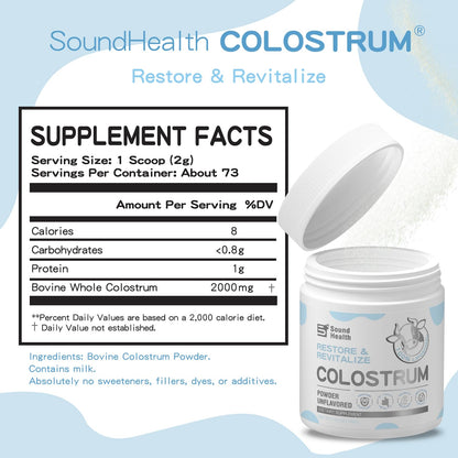 Colostrum Supplement Powder for Humans - Organic Bovine Colostrum Supplement for Gut Health, Hair Growth, Beauty, and Immune Support