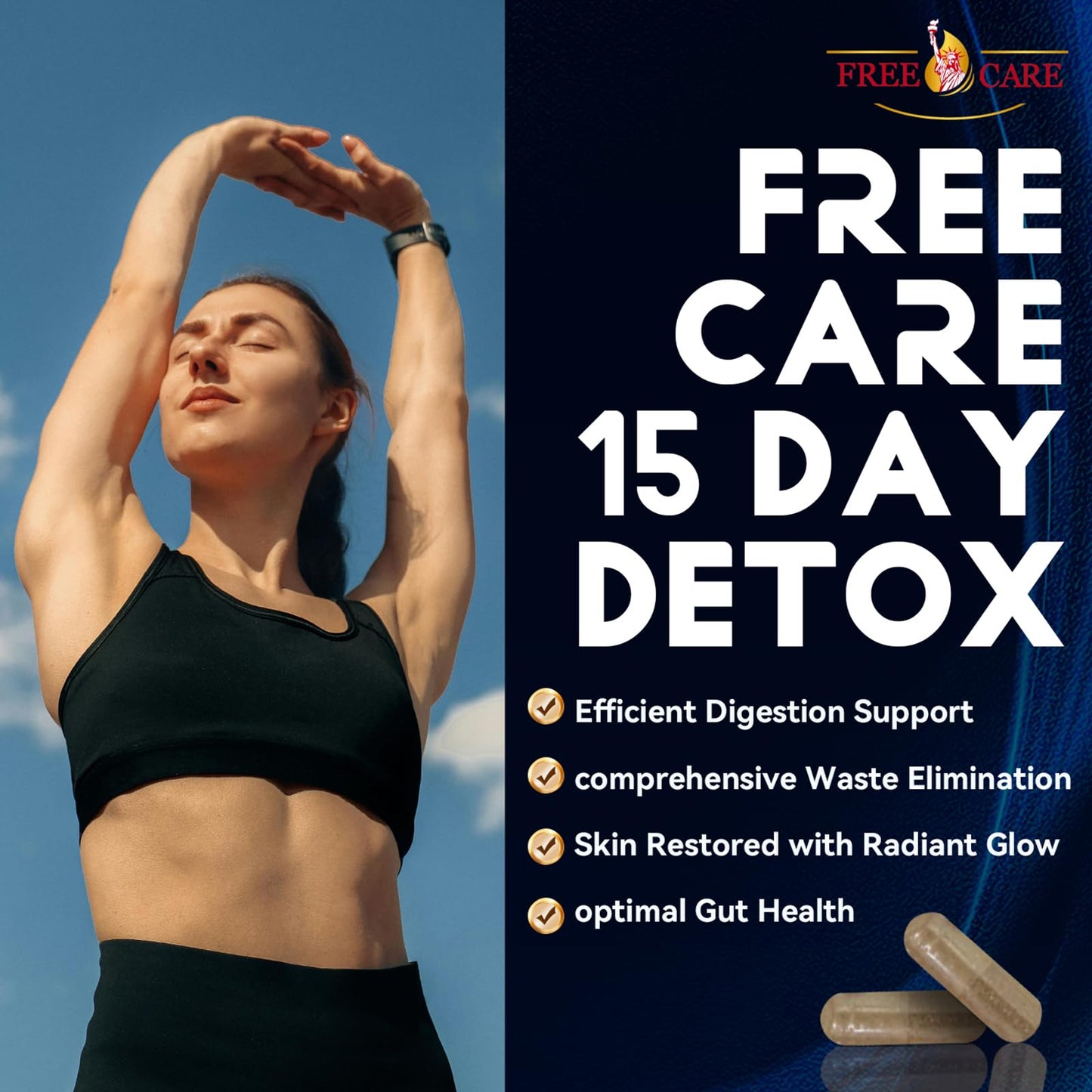 FreeCare Colon Cleanse 15+5Day Upgrade,Advanced Gut Cleanse Detox for Women & Men Fast Natural Laxative for Constipation Relief with Cascara Sagrada, Psyllium Husk