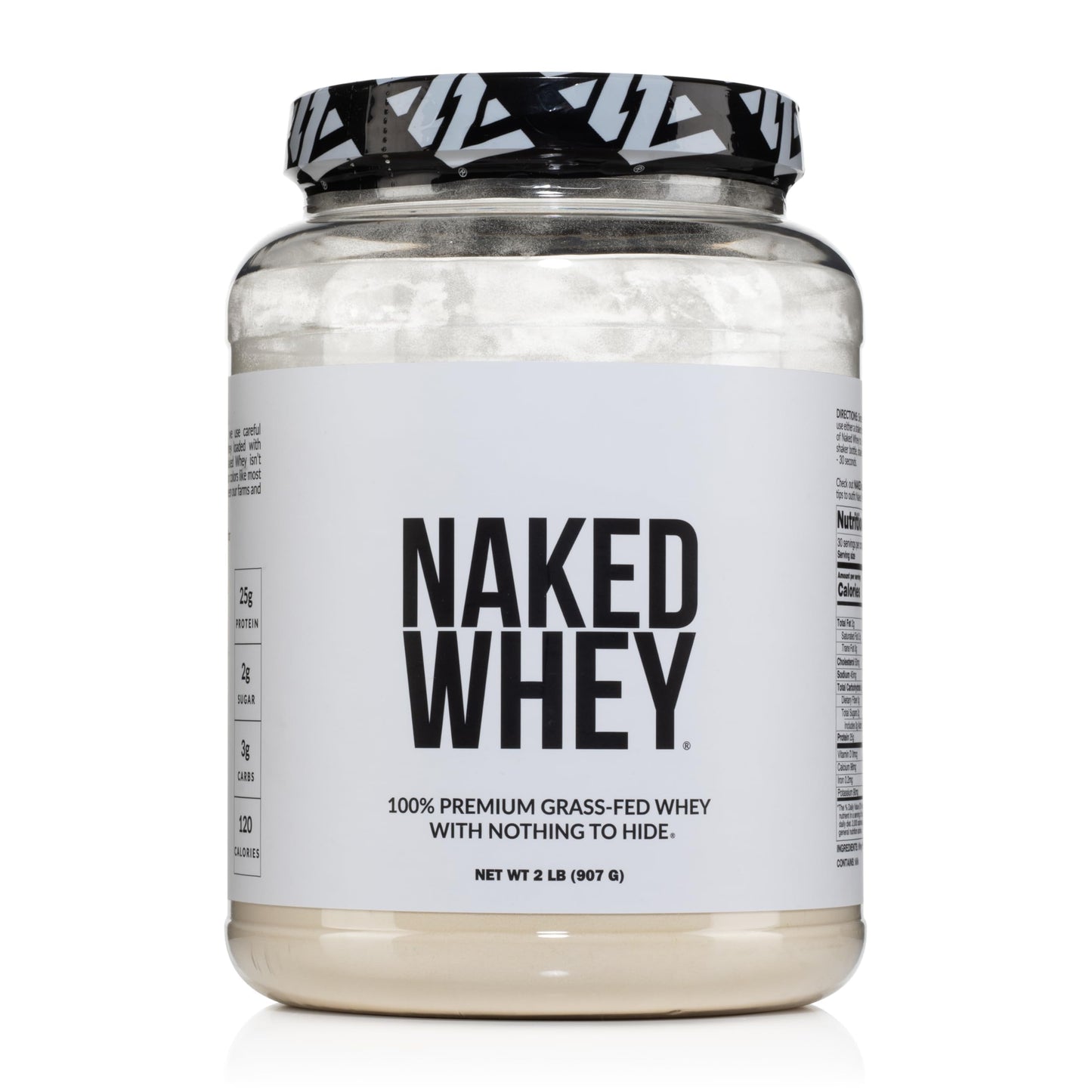 NAKED Whey 2LB 100% Grass Fed Whey Protein Powder - Only 1 Ingredient, Unflavored Whey Protein, NSF Certified, Undenatured, Gluten Free,