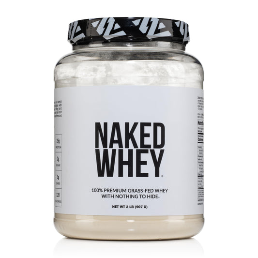 NAKED Whey 2LB 100% Grass Fed Whey Protein Powder - Only 1 Ingredient, Unflavored Whey Protein, NSF Certified, Undenatured, Gluten Free,
