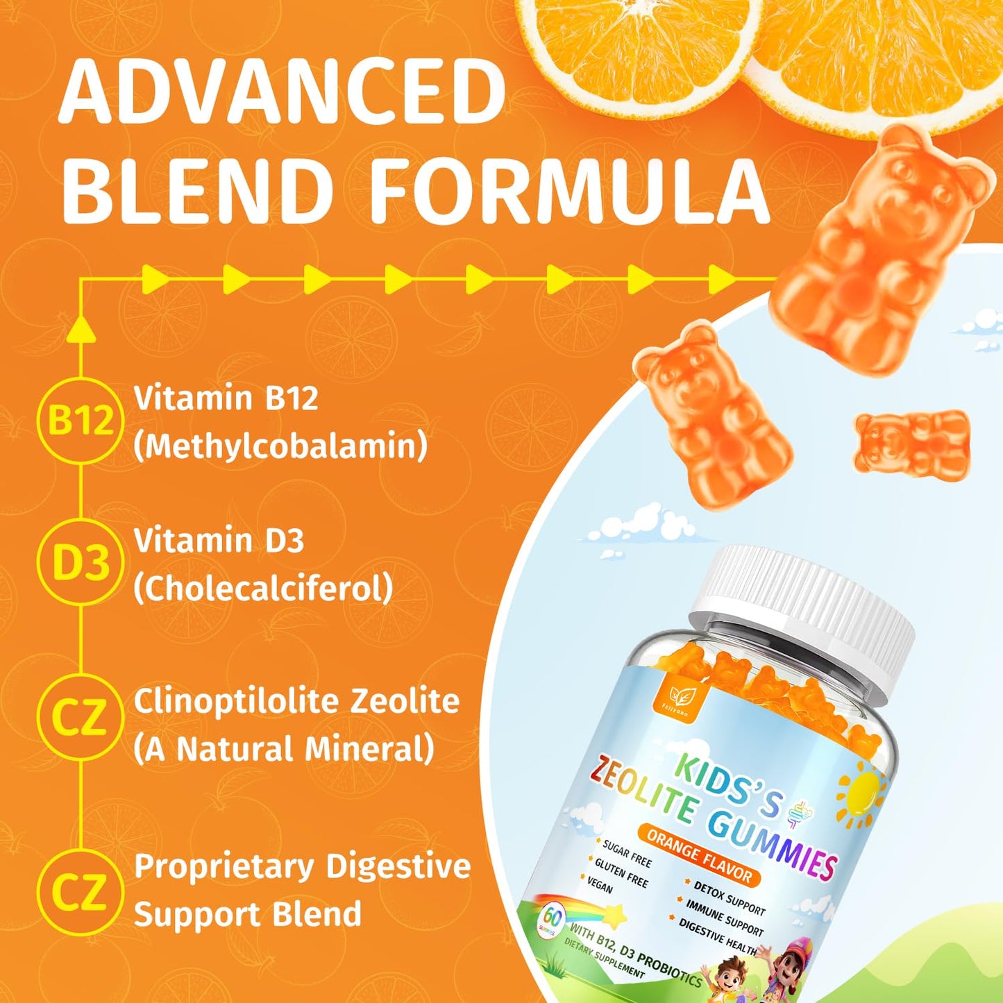 Zeolite Detox for Kids Gummies, Pure Natural Zeolite Clinoptilolite, Adults & Kids Heavy Metals, Focus, Gut & Immune Support