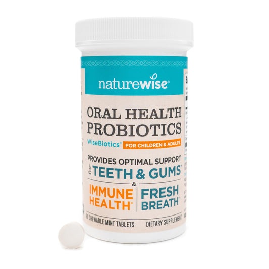 NatureWise Oral Probiotics for Mouth Bad Breath - Chewable Sugar-Free Mint - Lactobacillus reuteri Chewable - Oral Probiotics For Kids & Adults
