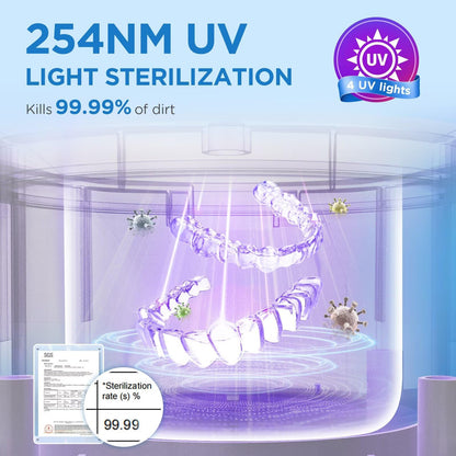 Dental Ultrasonic Retainer Cleaner Machine: 45kHz Dental Cleaning Pod with Digital Timer & 200ML, Cleaning for Dentures, Mouth Guards, Aligners, Night Guards, Braces
