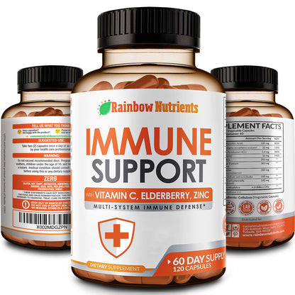 10 in 1 Immune Support Supplement (No Fillers) | Vitamin C, Zinc, Elderberry, Echinacea, Turmeric, Probiotics |Immunity Booster for Multi-System Immune Defense,