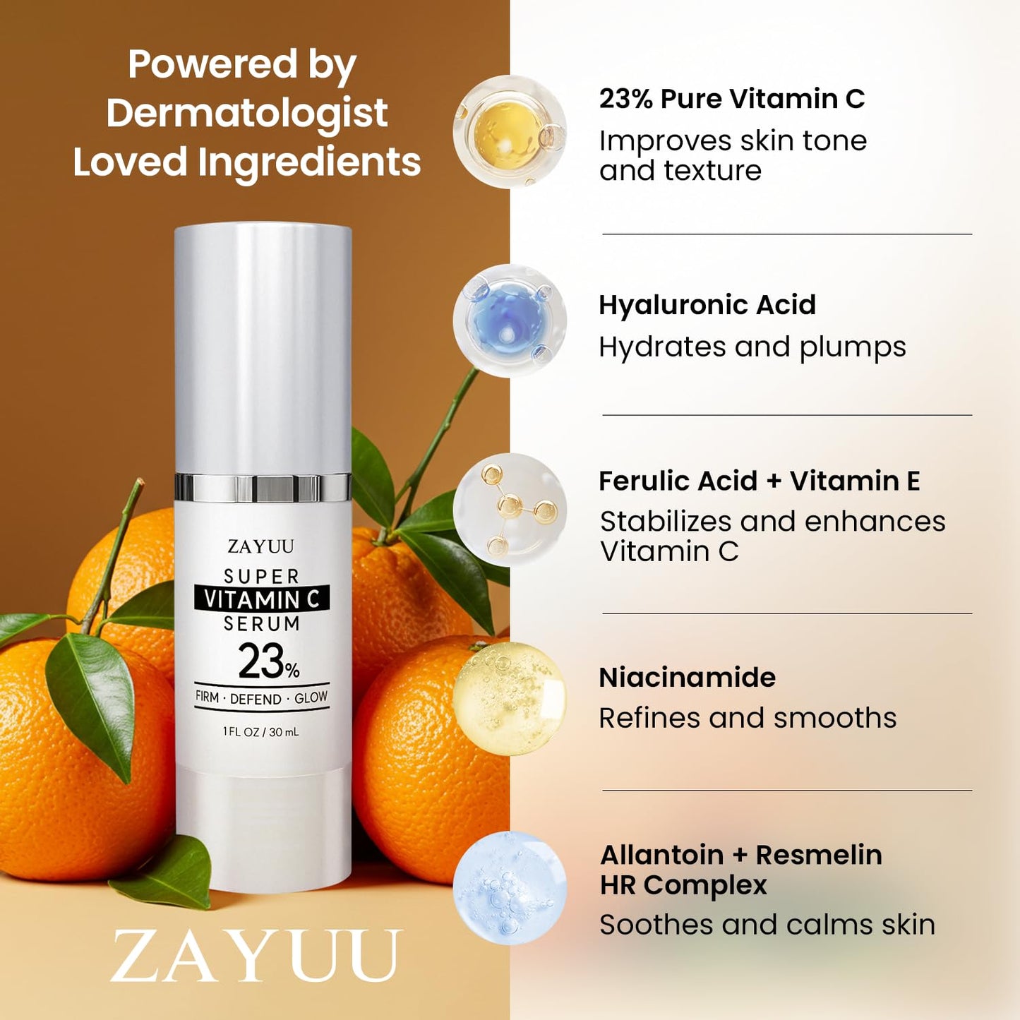 Super Korean Vitamin C Face Serum 23%: Brightening Hydrating Formula with Hyaluronic Acid, Vitamin E & Ferulic Acid — Anti-Aging Serum for Wrinkles,