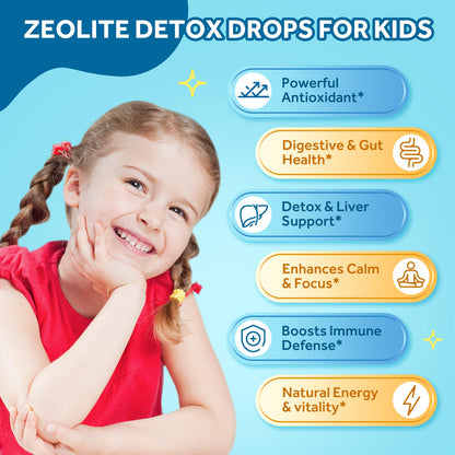 Zeolite Detox for Kids & Adults, Liquid Zeolite Detox Drops with Clinoptilolite, Vitamin C, Zinc, NAC & Milk Thistle – Supports Gentle Liver & Gut Cleansing