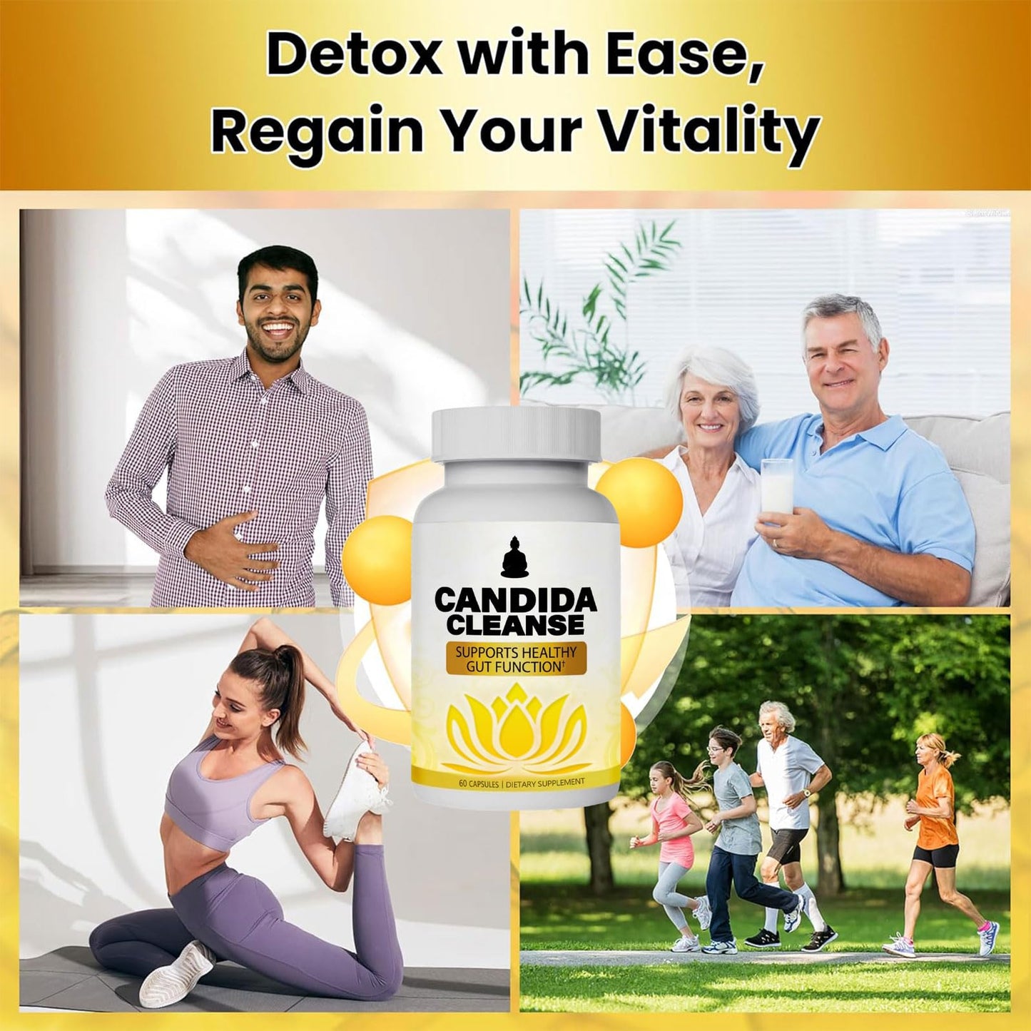 Candida Cleanse - Gut & Colon Support, Advanced Probiotic & Herbal Formula, Natural Herbal Formula, Oregano Leaf, Wormwood, Black Walnut,