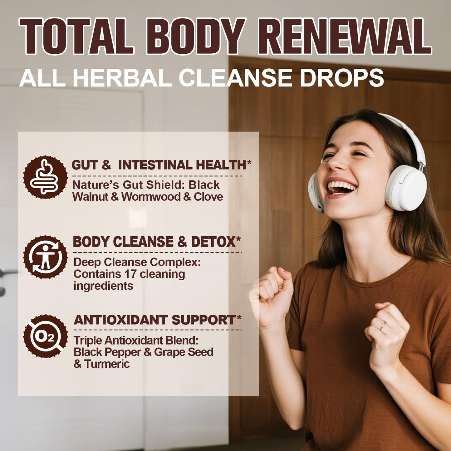 Wormwood Black Walnut Clove Cleanse for Humans Drops, 23-in-1 Gut Health Support Supplement with Pumpkin Seed, Oil of Oregano etc for Detox