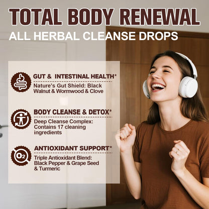 Wormwood Black Walnut Clove Cleanse for Humans Drops, 23-in-1 Gut Health Support Supplement with Pumpkin Seed, Oil of Oregano etc for Detox