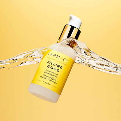 Farmacy Hyaluronic Acid Serum for Face - Filling Good Face Serum with Vegan Collagen Peptides - Helps Smooth Fine Lines + Wrinkles