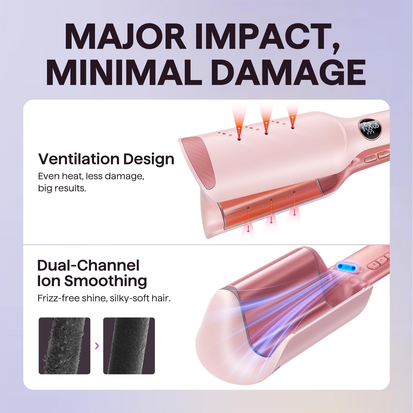 Wavytalk Power Wave Hair Crimper, Curling Iron Hair Crimper Waver, Ventilation Design for Less Damage, Ionic Reduces Frizz, Effortless-Waver