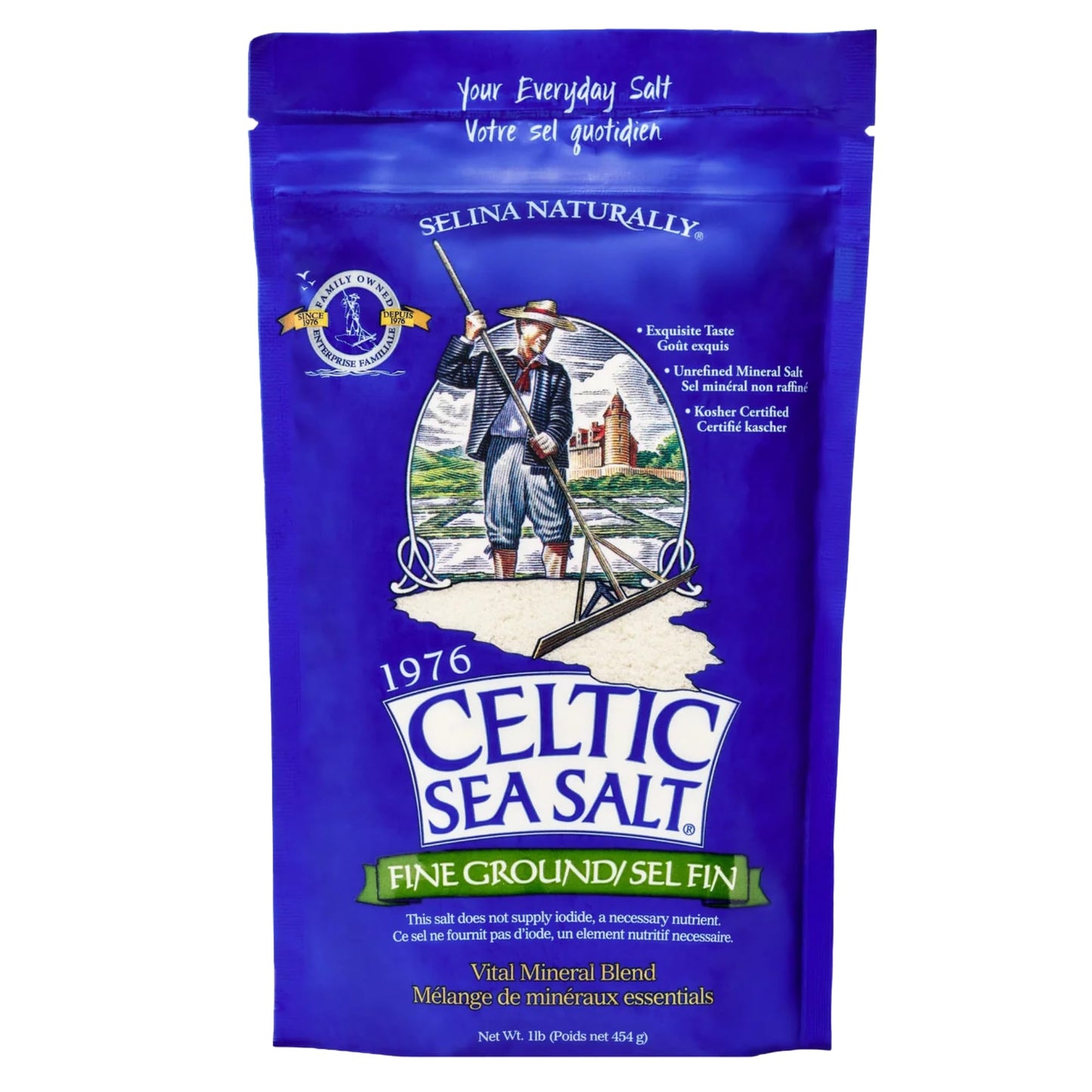 Celtic Sea Salt Fine Ground – Unrefined Mineral Salt, Sustainably Harvested, GMP Certified, Lab Tested – Baking, Cooking, Hydration,
