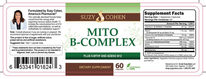 Script Essentials Suzy Cohen, Mito B Complex Dietary Supplement, 5-MTHF, Adeno B12, Methylation Support, Supports Healthy Nervous System