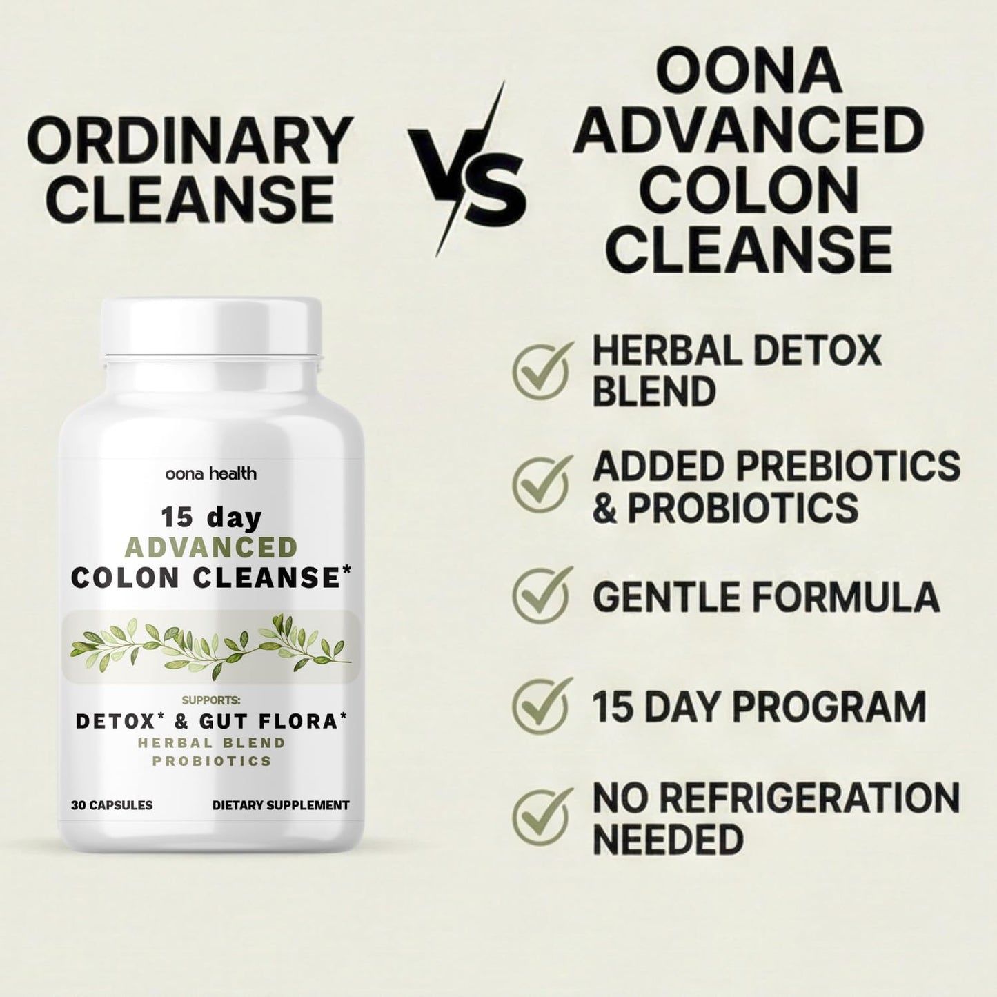 15 Day Advanced Colon Cleanse, Probiotics & Natural Herbs, Supports Detox & Gut Flora for Women & Men, with Cascara Sagrada, Psyllium Husk & Senna Leaf