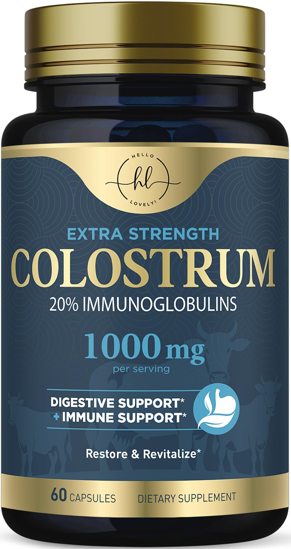 Bovine Colostrum Powder 1000mg Per Serving - with Immunoglobulins (IgG) for Immune Support, Energy & Gut Health Supplement, SP Colostrum Powder Pills,