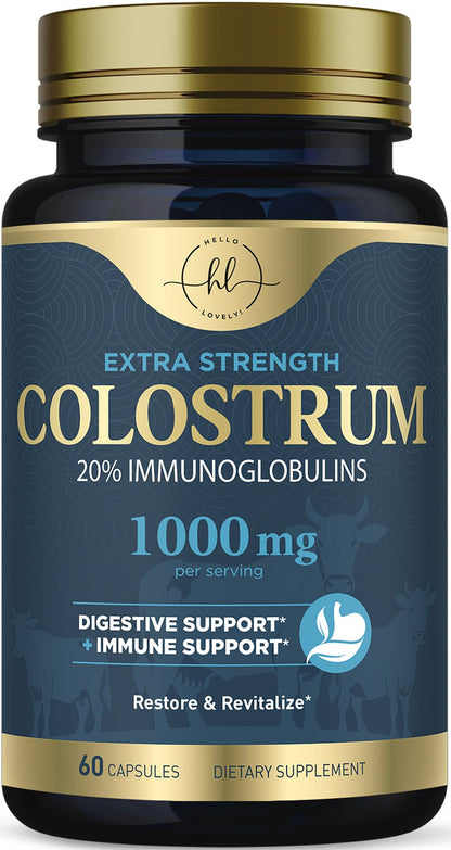 Bovine Colostrum Powder 1000mg Per Serving - with Immunoglobulins (IgG) for Immune Support, Energy & Gut Health Supplement, SP Colostrum Powder Pills,