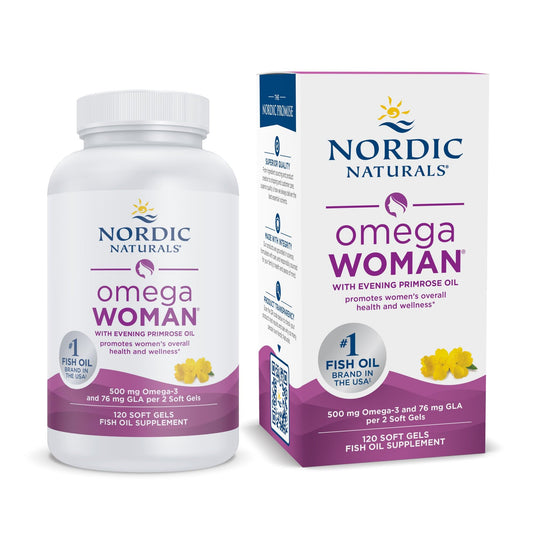 Nordic Naturals Omega Woman, Lemon - 120 Soft Gels - 500 mg Omega-3 + 800 mg Evening Primrose Oil