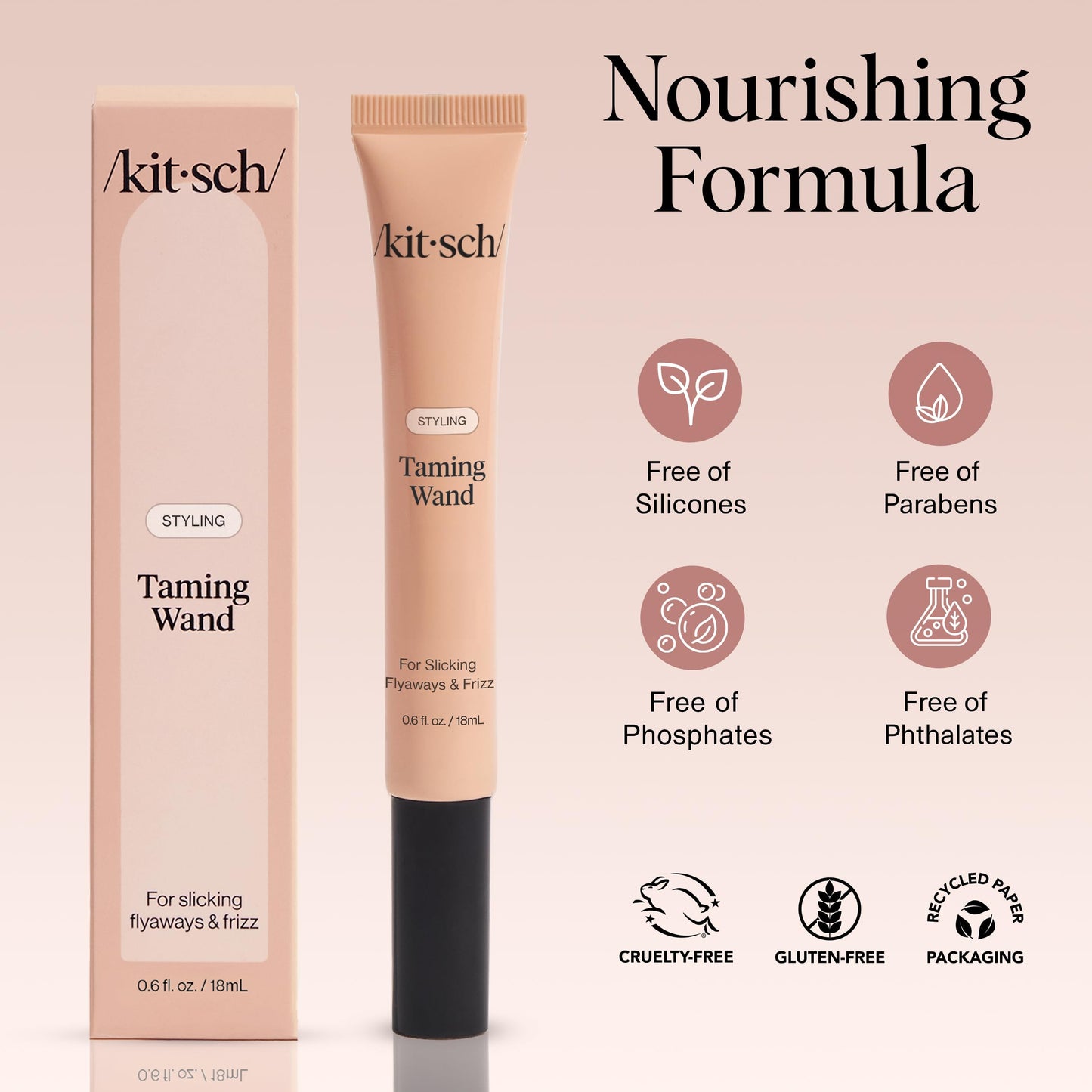 Kitsch Hair Taming Wand - Fly Away Stick For Hair with Biotin, Aloe & Vitamin E | Clear Hair Mascara for Flyaways, Slick Back Style
