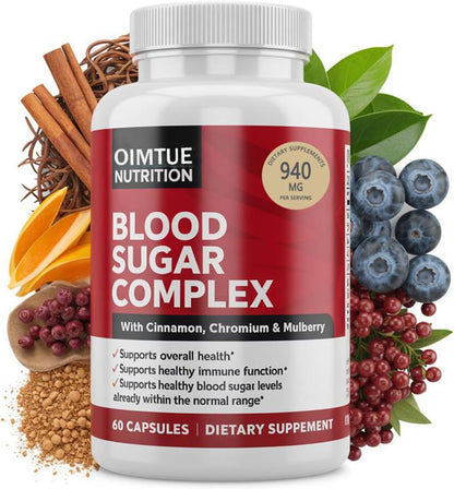 OIMTUE Blood Sugar Complex Supplement – Levels with Cinnamon, Chromium & Bitter Melon ，20 Active Ingredients