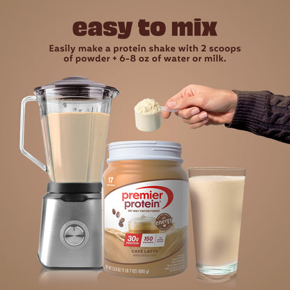 Premier Protein Powder, Café Latte, 30g Protein, 95mg Caffeine for Energy, No Added Sugar, 100% Whey Protein, Keto Friendly