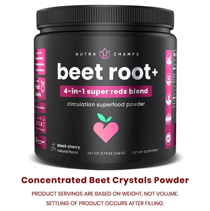 NutraChamps Beet Root Powder Circulation Supplement, Superfood Powder Nitric Oxide with Beetroot Juice, Super Reds & Grape Seed Extract