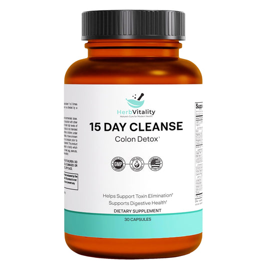 Herb Vitality 15-Day Colon Cleanse – Detox & Gut Health Support with Probiotics, Aloe Vera, Licorice Root & Psyllium Husk