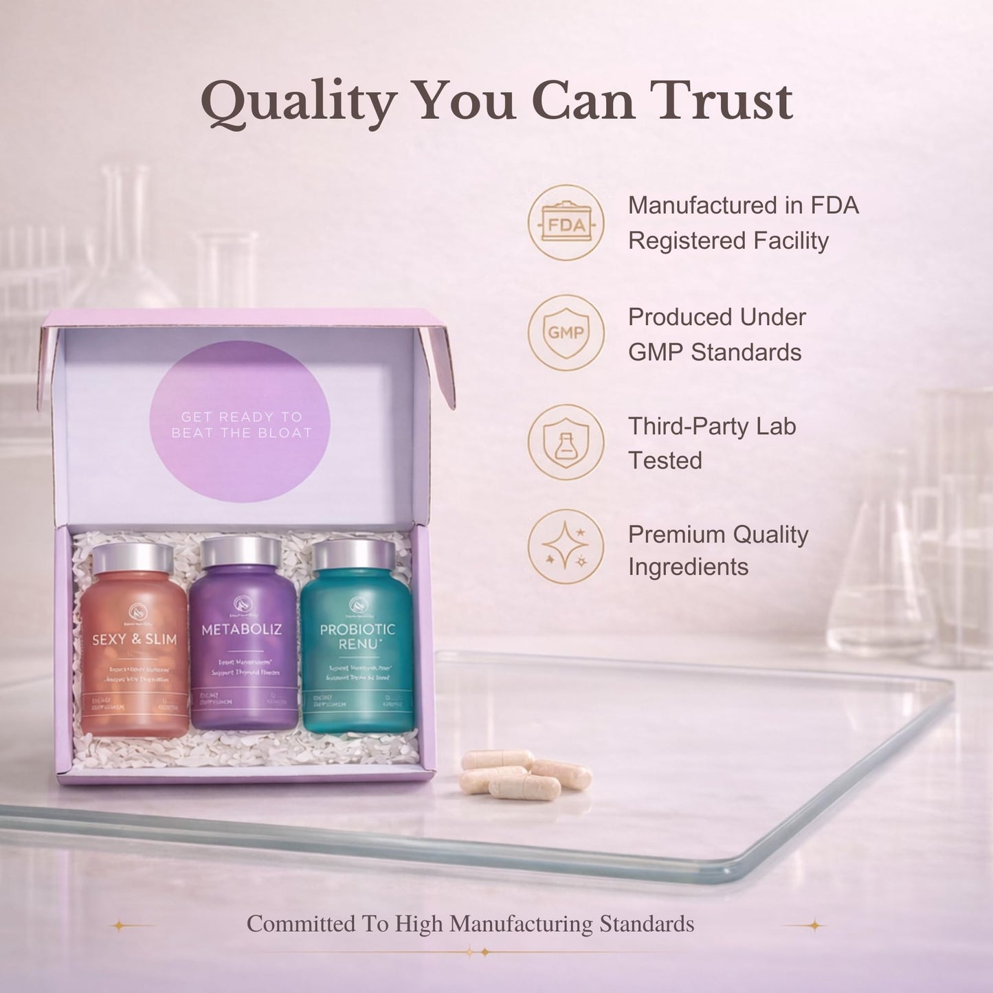 Bloat No More Sexy & Trim Wellness Kit for Women – 3-in-1 Gut Health, Metabolism & Bloating Relief Bundle – Probiotic, Thyroid Support