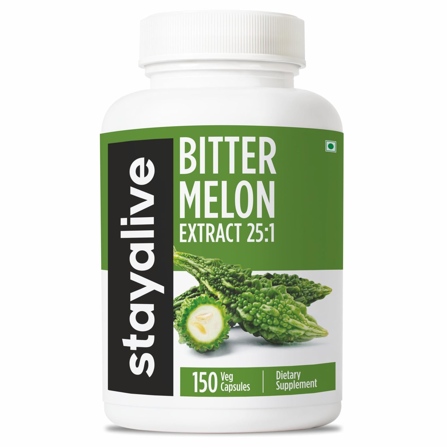 STAY ALIVE Extra Strength Bitter Melon Capsules, 10% Bitter Principles, 150 Pills, 25X Concentrated Powder, 5 Month Supply, Non-GMO & Gluten Free