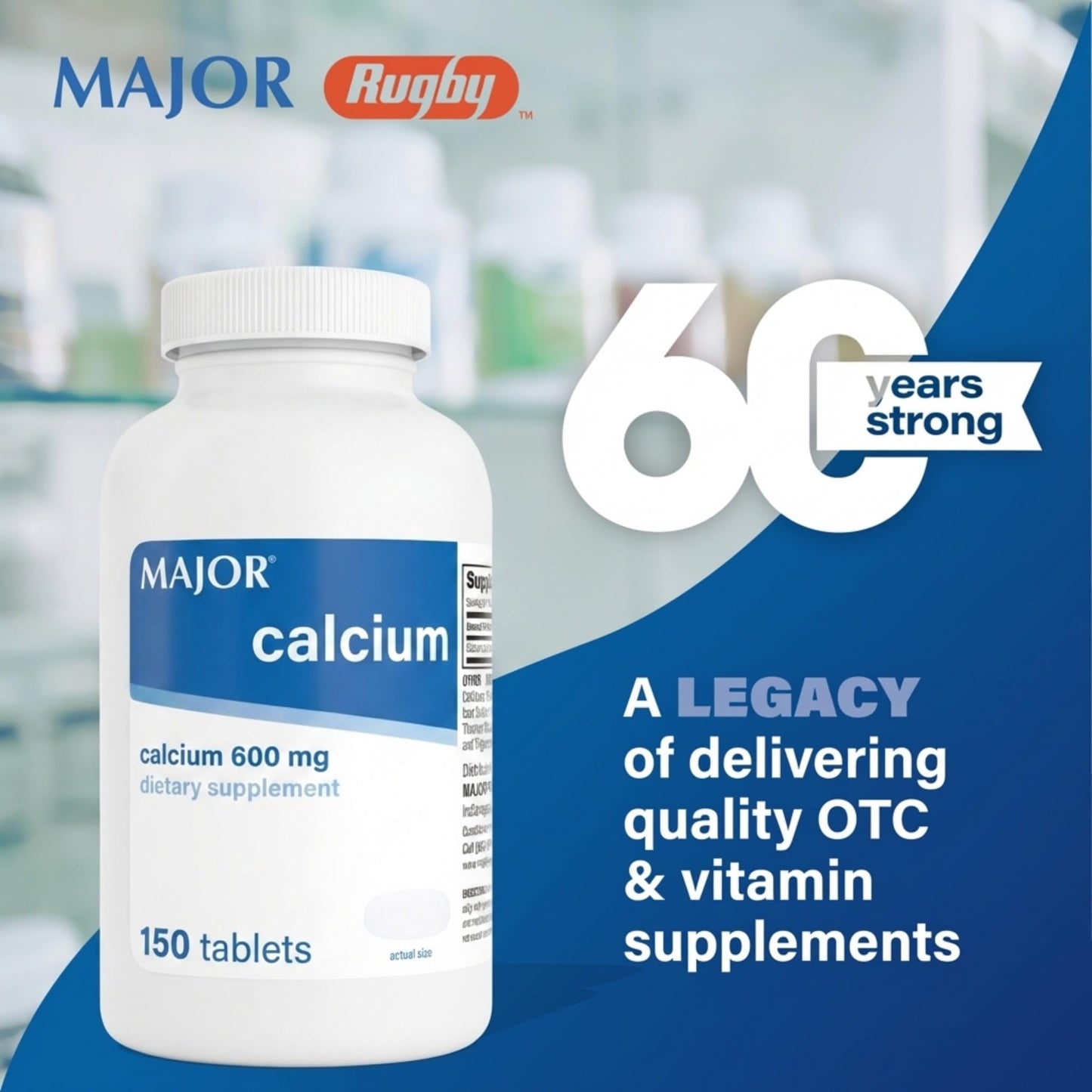 Major 600mg Calcium Tablets - Calcium Supplement - 150 Count (1 Pack)