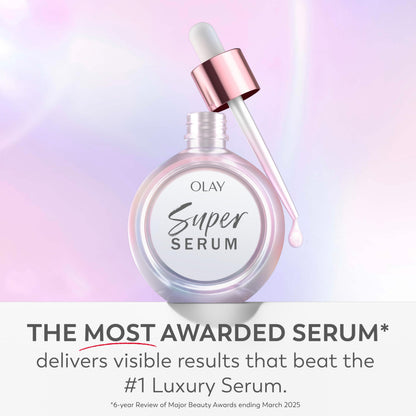 Olay Super Serum - Glow Serum for Face - Activated Niacinamide, Vitamin C & E, Collagen Peptide, AHA - 5-in-1 Benefits - Brightens, Hydrates, Smooths, Firms,