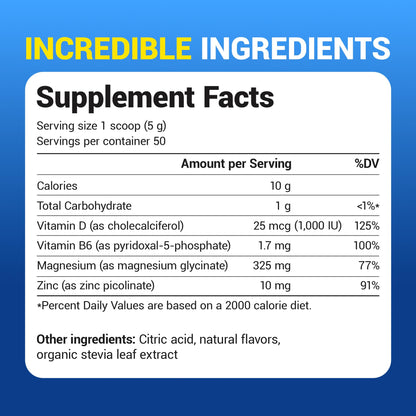 Dr. Berg Magnesium Glycinate Powder for Sleep, Relaxation, & Stress Relief - Now Includes Vitamin D3 & Zinc - Delicious Raspberry & Lemon Flavor (50 Servings) Magnesium Powder - Magnesium Drink Powder