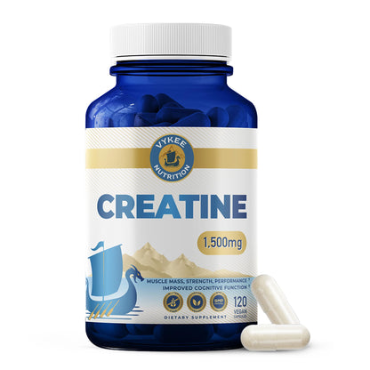 Vykee Nutrition Creatine Monohydrate Capsules 1,500 mg - Daily Creatine Supplement for Muscle Strength Training, Endurance, and Workout Performance Support