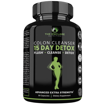 THE ENCLARE NUTRITION Colon Cleanse 15 Day Gut Cleanse Pills - Colon Cleanser for Women & Men - Psyllium Probiotic Laxatives for Constipation, Bloating Relief,