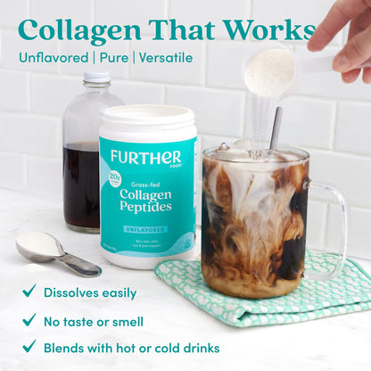 Further Food Unflavored Collagen Peptides Powder - 100% Grass-Fed, Hydrolyzed Type 1 & 3, 20g of Collagen per Serving